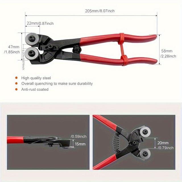 TEMU 1pc Heavy-duty Glass Tile Nippers With Handle - Metal Construction, , For Professional Use | Durable Tile Cutting Tool | No Electricity Needed, Tile Nippers For Flooring