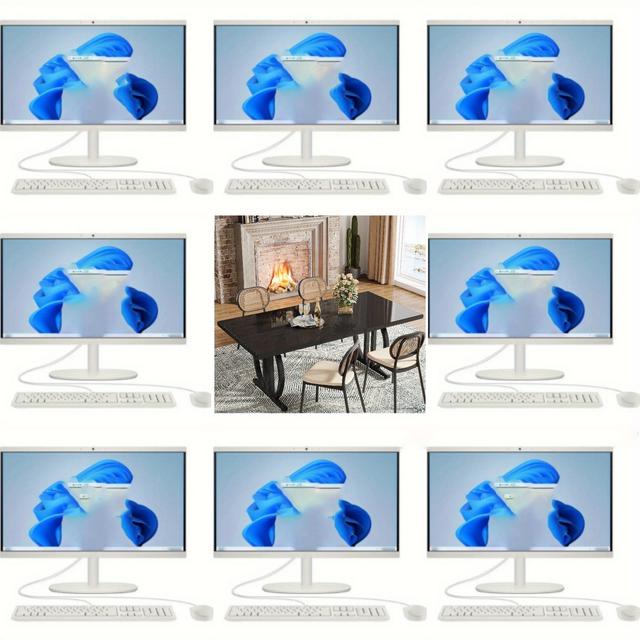 TEMU Modern Dining Room Table, Elegant Dining Table, 63" Large Modern Dining Table With Metal Geometric Base, Family