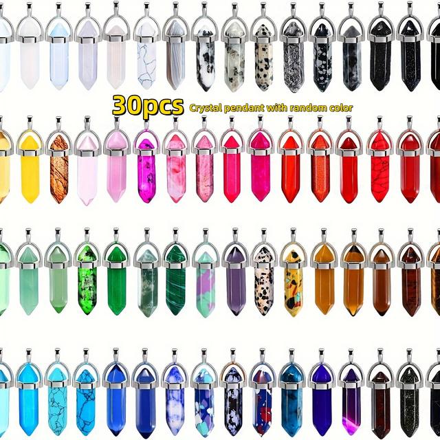 TEMU 30/50pcs Hexagon Artificial Crystal Pendants, Shiny & Durable, And Match For Making