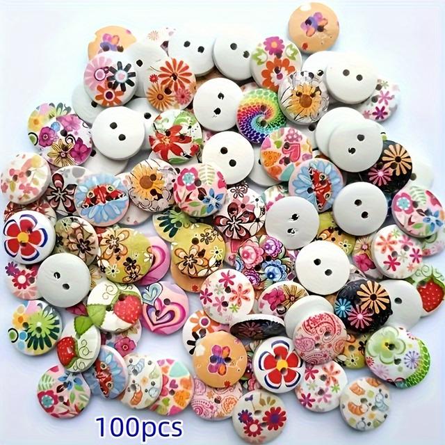 TEMU 100pcs Colorful Flowers With Pastoral Style Buttons Suit, Suitable For Sewing And Handicrafts- For Skirts, Sweaters, Hats, Scarves And Diy Projects