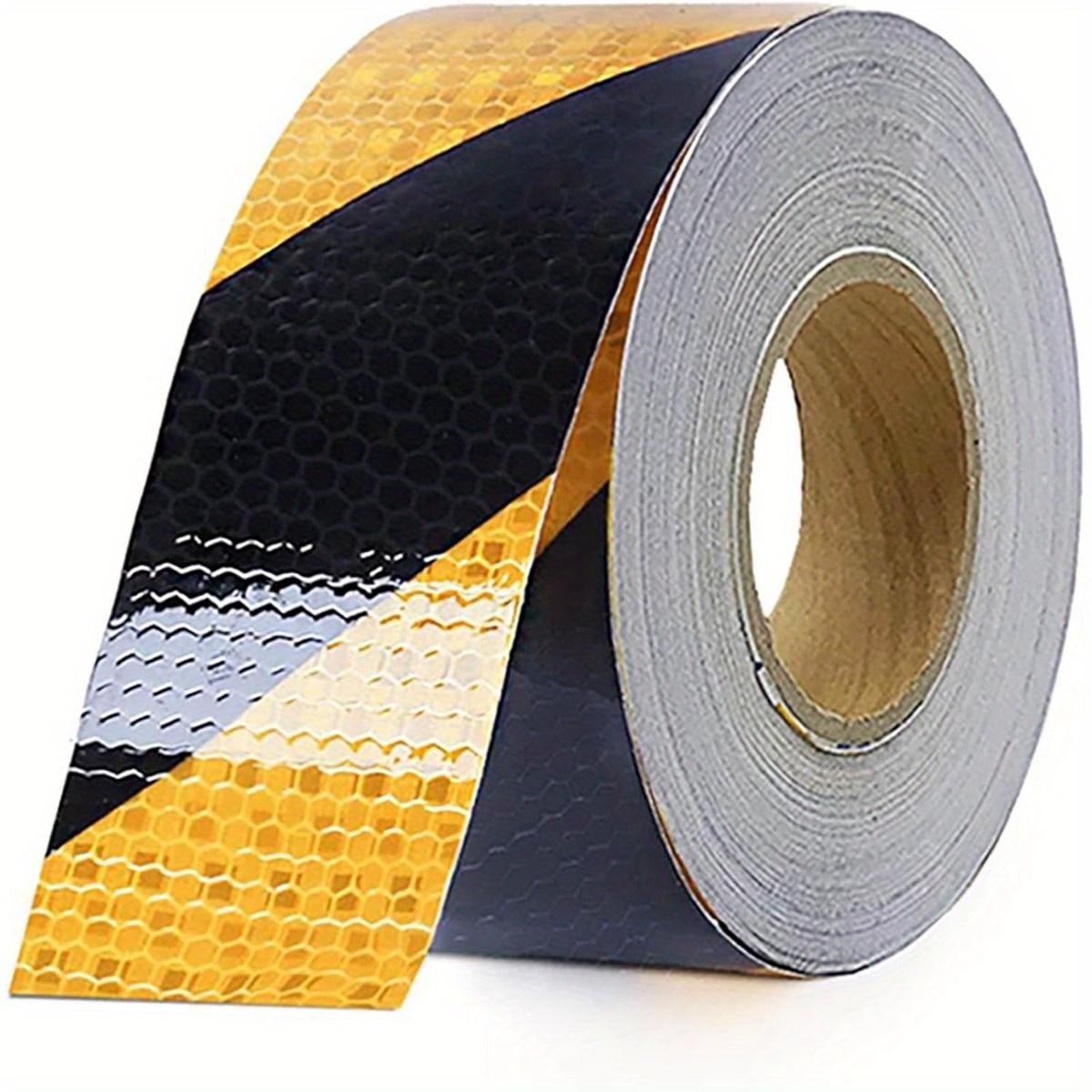 TEMU High Visibility Reflective Tape - Pvc Material, Black & Yellow Diagonal Stripe Pattern, Ideal For Vehicles & Equipment, 5cm X 25m, Safety | Visual Contrast | Durable Adhesive