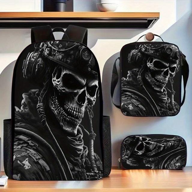 TEMU حقيبة ظهر للرجال من مع حقيبة يد ومقلمة، خفيفة الوزن وسعة كبيرة للمراهقين - 3 قطع