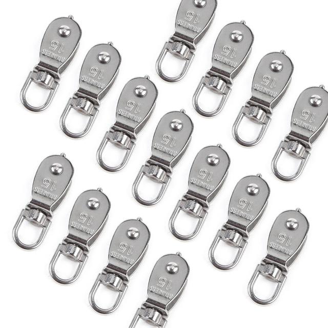 TEMU Packung mit 15 Rollen, 15 mm Rollen, Stahlseil mit Kugellagern, 77.16 lbs 360 Grad gedreht, 304 Edelstahlrollen für Seile, Seilrahmen, Fitness