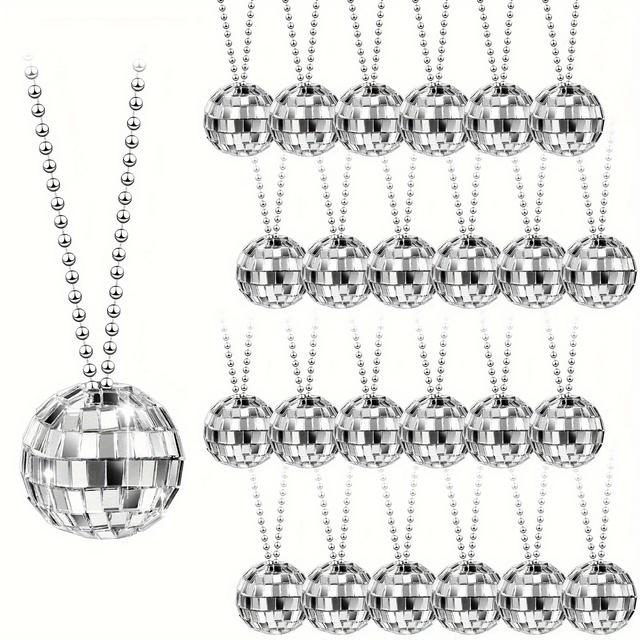 TEMU 10pcs Collar Disco, Collar de Bola de Discoteca Plateado 1.18" para Fiesta de los Años 70 y Decoración de Fiestas de la Década de 1960-1970 Accesorios para Juegos en el