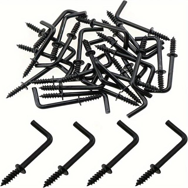 TEMU 30pcs Of Ceiling Hooks, L-shaped Hooks, -angle Badge Hooks, Metal Frame Screw Hooks, Suitable For Hanging Pictures, Curtains, And Everyday Clothing