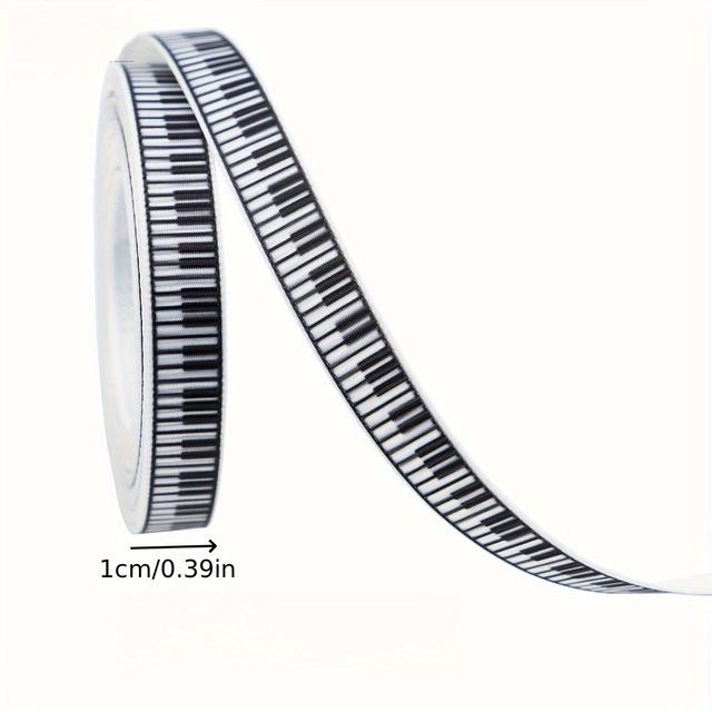 TEMU 5 jardów/rolka 1/1,6/2,5/3,8 cm szeroka czarno-biała wstążka do , wstążka grosgrain z nadrukiem muzycznym, satynowa wstążka, pasek do pakowania prezentów, kokarda, wstążka na przyjęcie