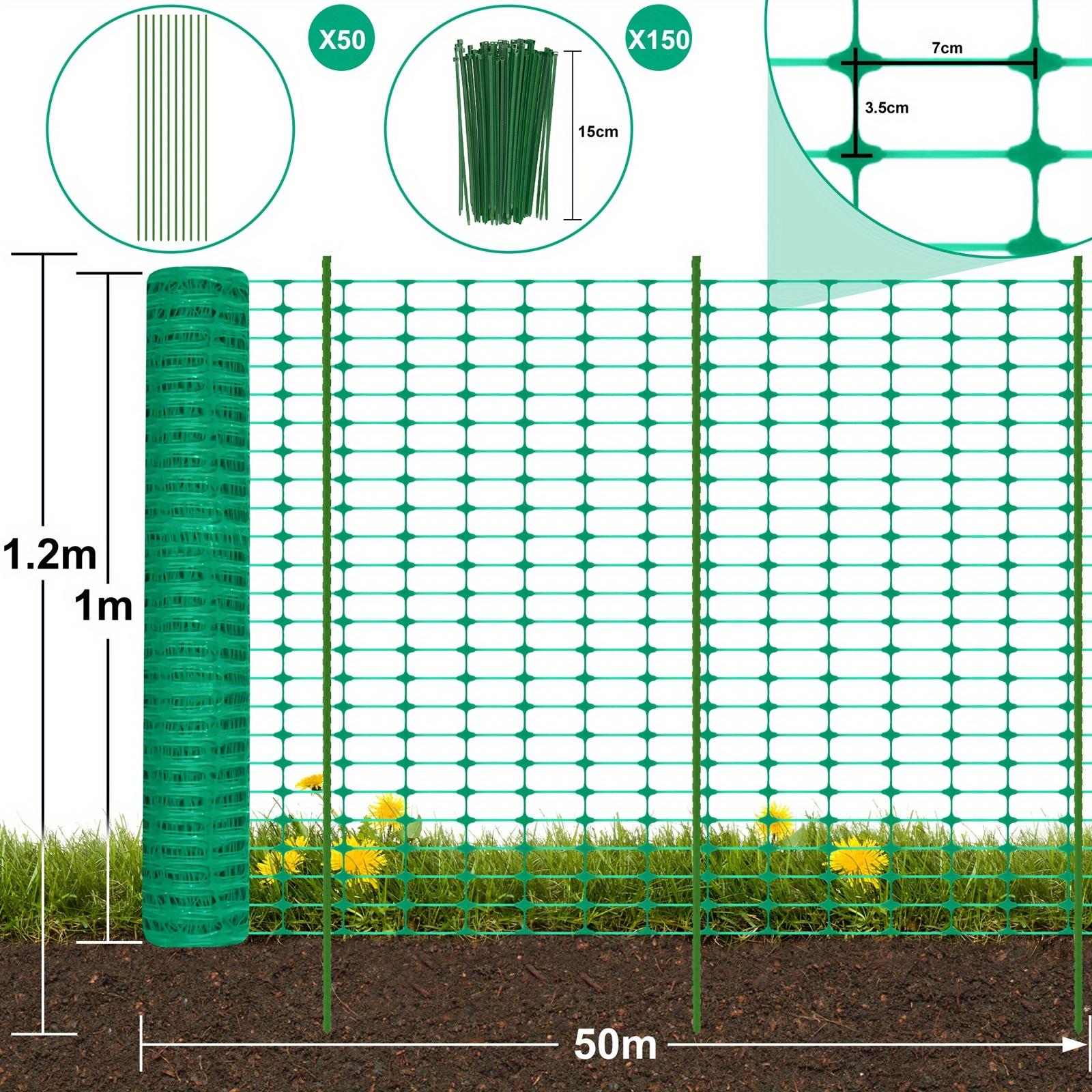 TEMU 30/50/80m Chicken Fence Fence Construction Fence Fence Warning Net Garden Protection Net Game Fence Plastic Fence Catch Net Construction Site Net With Ground Nail Tie Tape Green