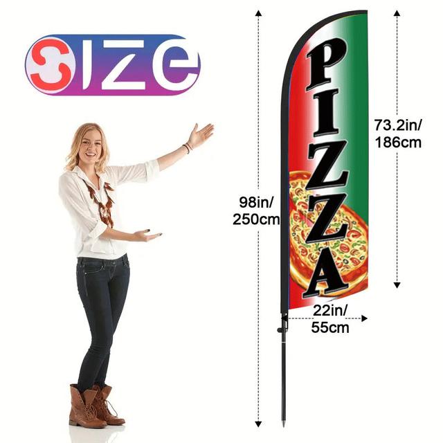 TEMU 1 Advertising Pennant With Flagpole, Suitable For Advertising, Bright Colors, High Quality And Durable, Includes Full Set Of Flagpole