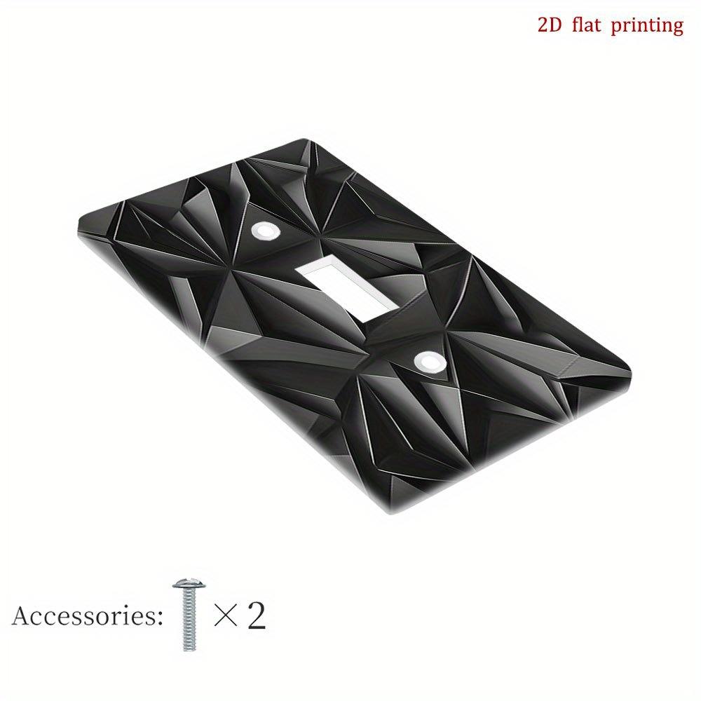 TEMU 1pc 2d Flat Printing Black Geometric Pattern Wall Plate Cover, Durable Decor For Kitchen, Home And Office, Design Enhances , 2d Flat