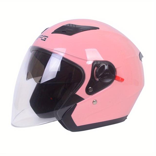 TEMU Ein stylischer Motorradhelm mit Doppel-Linsen, geeignet für Damen und Herren, ein 3/4-Helm aus ABS-Material, der das ganze Jahr über verwendet werden kann.