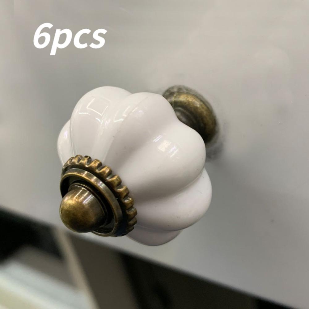 TEMU 6pcs Acrylic Pumpkin Knobs, White Acrylic Cabinet Knobs Vintage Dresser Knobs, Vintage Knobs Decorative Drawer Pulls For Dressers, Closets, Cabinets, Furniture (single Hole With Screws)