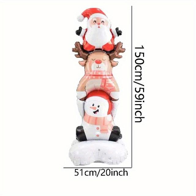 TEMU 1/2pcs Standing Christmas Theme Snowman And Reindeer Aluminum Foil Balloons, Indoor Holiday Decor For Festive Atmosphere