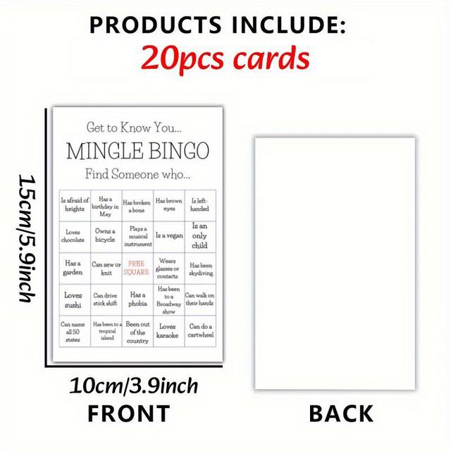 TEMU 20pcs Who Game Mingle Bingo Cards, Get To Find Guest Team, Funny Activity