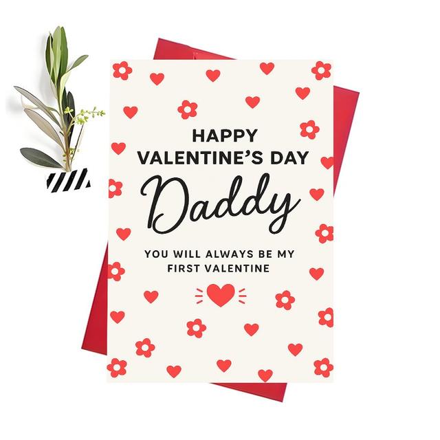 TEMU 1pchappy Valentines Day Daddy Card Romantic Greeting For Fathers Message Ideal Gift For Husbands Dads On Valentine Occasion Your First Valentine Togetherenvelope + Card