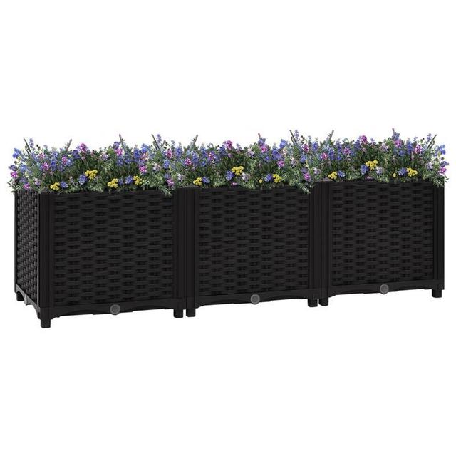 TEMU Large Black Plastic Planter Box, 120x40x38 Cm - Rectangular Garden Bed With Lattice Design, Ideal For Flowers And Plants, Outdoor Decor|decorative Planter|durable Plastic