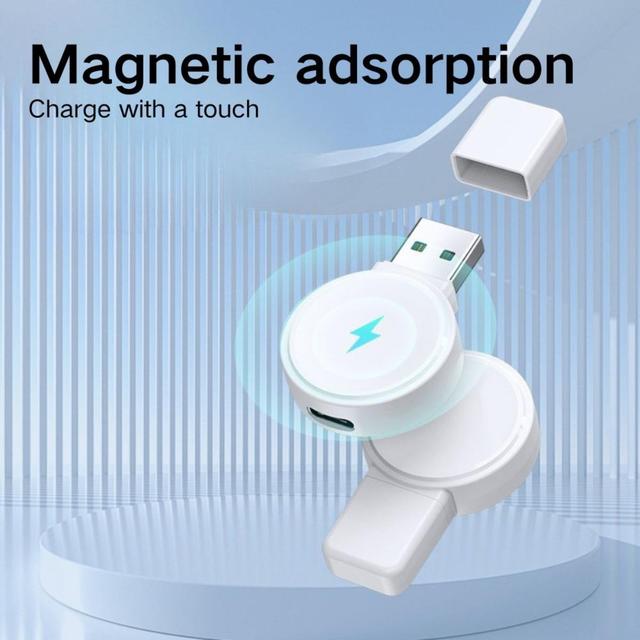 TEMU 3-in-1 Usb-c Dual Port Station For Watch And For Iphone, Portable Aluminum Charging Dock In Ivory