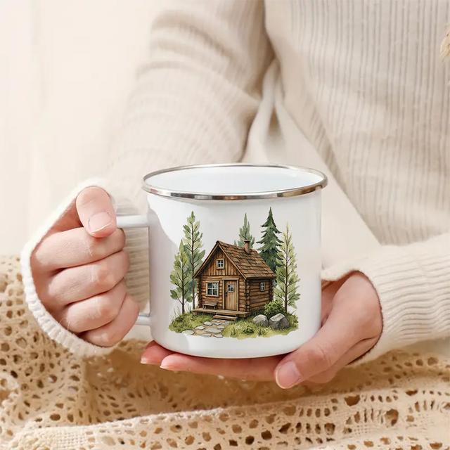 TEMU 1pc Enamel Cup Durable Hand Wash Only Perfect For Coffee Juice Cold Drinks | Unique Beverage Accessory Ideal For Halloween Christmas Thanksgiving