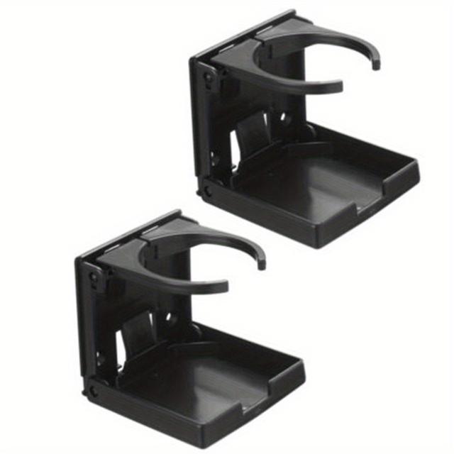 TEMU 2pcs Adjustable Plastic Cup Holder - Universal Folding Beverage Stand For Car, Truck, Boat - Black Vehicle Drink Mount With Screws