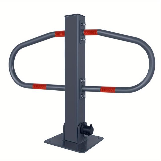 TEMU Barrière de Stationnement Pliante avec Poteaux Barrière en Acier Support de Stationnement avec 2 Clés et Marquages Réfléchissants