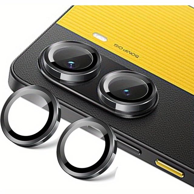 TEMU [Paquete de 2 protectores de lente de cámara para Xiaomi Poco X7 Pro, cubierta de cámara de vidrio templado 9H, protector de pantalla, anillo individual de metal]