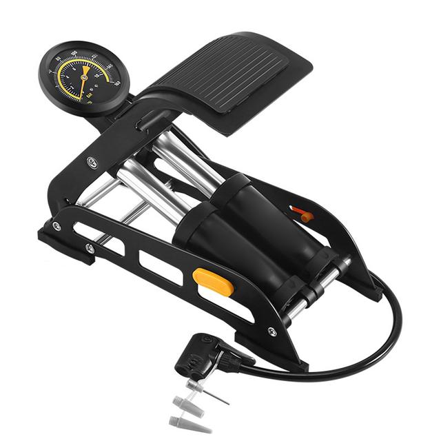 TEMU Double Barrel Foot Pump Portable 160psi Air Pump Inflator Pump For Bikes Cars Balls Inflatables