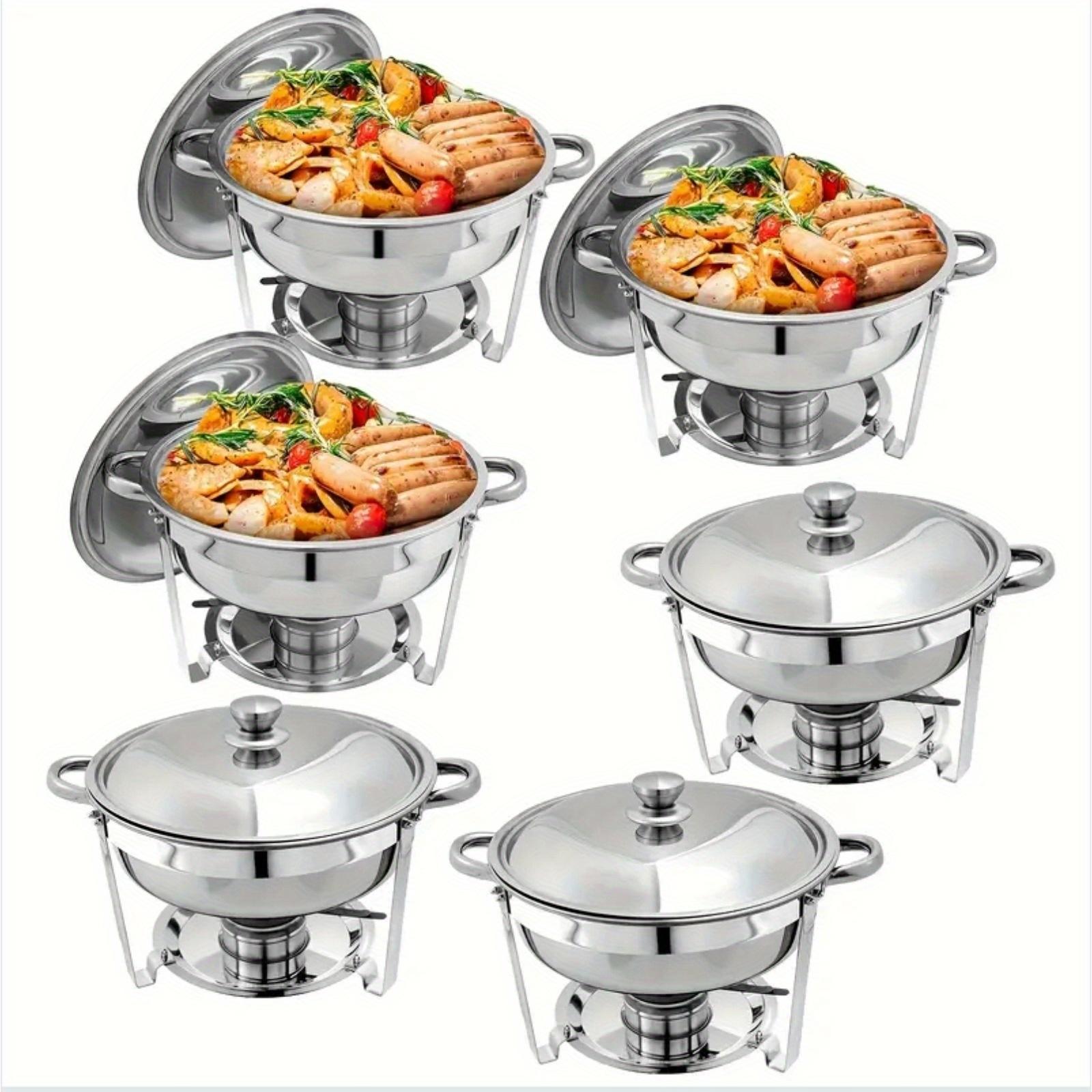 TEMU 5 Qt Chafing Dish Buffet Set, Stainless Steel Round Chafers And Buffet Warmers Sets With Food And Water Trays For Dinner, Parties, Wedding, Camping For Cooking ( For Cooking)