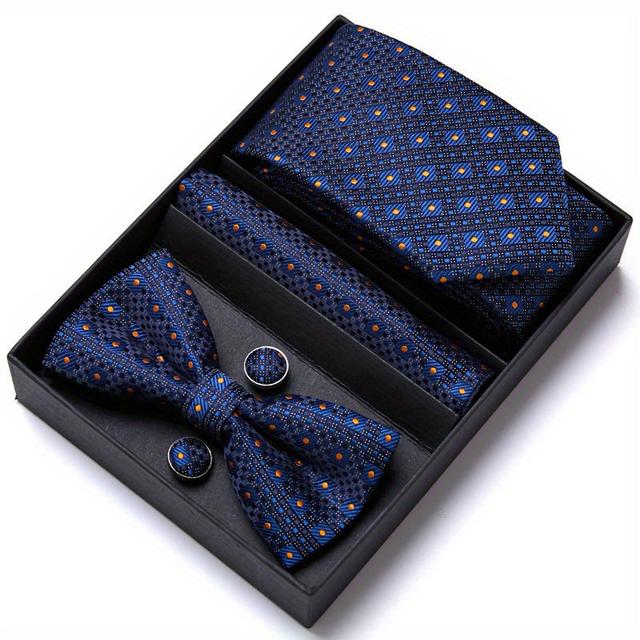 TEMU 6 stuks Heren Tie Bow Tie Set Cadeau Doos Groep Tie Business Formeel Bruiloft Tie Cadeau, Valentijnsdag, Vaderdag, Kerstmis, Thanksgiving, Halloween Verassing Cadeau