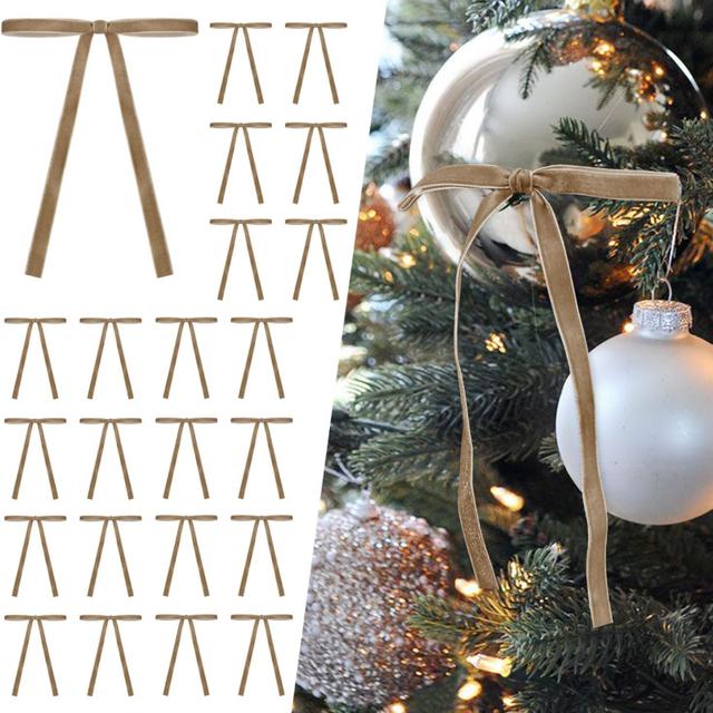 TEMU 24pcs Velvet Christmas Bows For Tree, Wreath, Garland – No Feather, Electricity-free Festive Bow Decorations