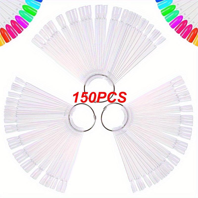 TEMU 150pcs Per Lot Of Professional Clear Nail Swatches For Displaying Colors, Including A Chart For Gel Polish Templates, Nail Art Samples, And Acrylic Palettes For Manicure Tools