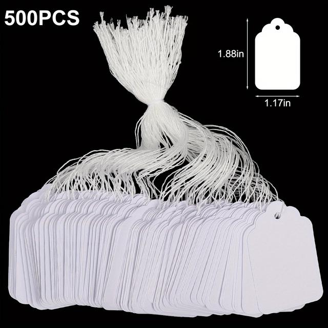 TEMU 500pcs White Marking Tags Price Tags 1 1/8" X 1 3/4" (1. 88x1. 17) Inch, Price Labels Display Tags With String Attached Marking Tags Tags Display Label For Product Jewelry Clothing Tags
