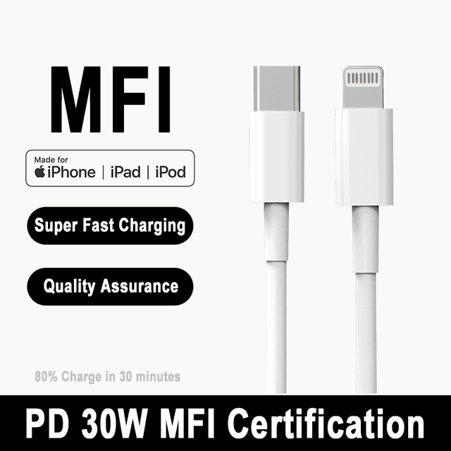 TEMU PD 30W для Apple iPhone Кабель Type C до Lightning Швидка зарядка Для iPhone 14 13 12 11 Pro 8 7 6 Plus SE Аксесуари