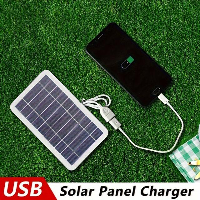 TEMU 1/2pcs Solar Action Charging Panel Outdoor High Usb Charger Suitable For Outdoor Travel And Camping, Power Bank, Mobile Phone Charger, Flashlight, Fan