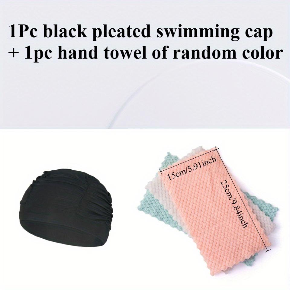 TEMU Set Of 2 Quick-drying Polyester Swim Caps In A Solid Neutral Color, Featuring Elastic And Ruffles, Ideal For Poolside Activities. Unisex Design Suitable For Professional Swimming Gear