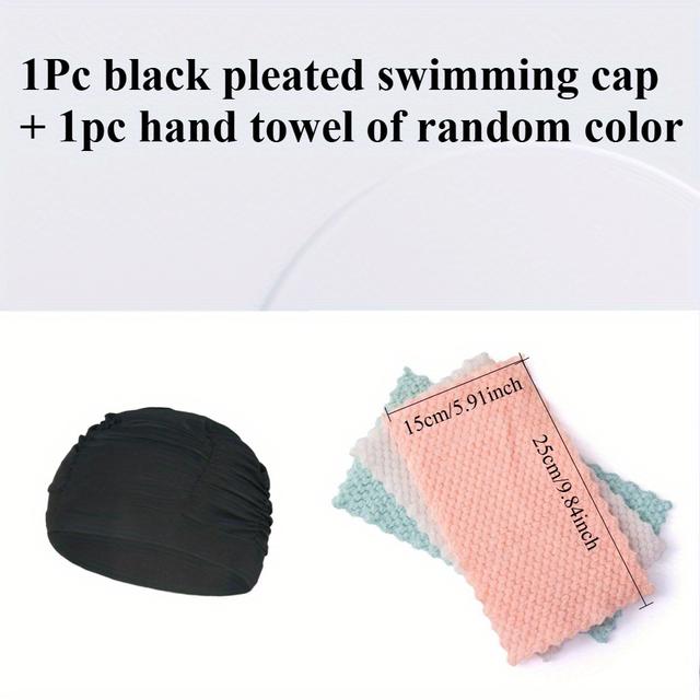 TEMU Set Of 2 Quick-drying Polyester Swim Caps In A Solid Neutral Color, Featuring Elastic And Ruffles, Ideal For Poolside Activities. Unisex Design Suitable For Professional Swimming Gear