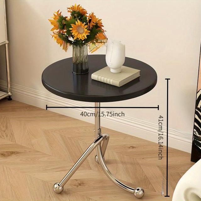 TEMU リビンサイドテーブル 丸型 コンパクト 無垢材 ライトローテーブル シングルスペース節約 レンタルハウス・レ用 40cm 円形コーナーデザイン