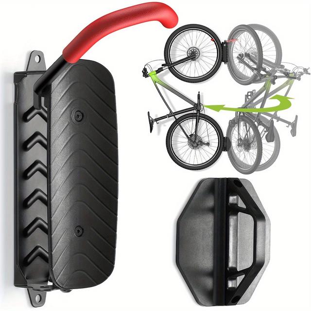 TEMU Soporte de bicicleta de pared de resistencia - Gancho vertical de bicicleta que ahorra , de almacenamiento de metal resistente con capacidad de 65 libras, instalación fácil,