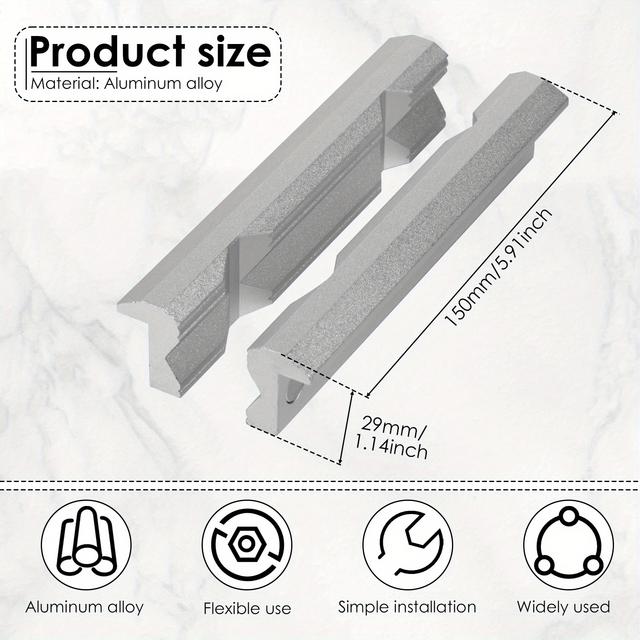 TEMU A Set Of Aluminum Alloy Vise Jaws With Magnets, Measuring 6/4 Inches, And Enhance Woodworking And Plumbing Tasks With A Bench Vise
