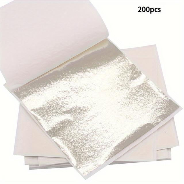 TEMU 200pcs Antique Silvery Alloy Foil Sheets - Ideal For Nail Art, Painting, And Wall Decor Crafts