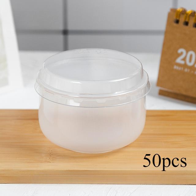 TEMU Conjunto de 50 Copos de Pudim de Caramelo com Tampa, Copinhos de Gelatina e Copinhos de Iogurte, Adequados para Reuniões, Festas, Época de Formaturas e Entusiastas de Sobremesas DIY