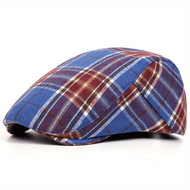 TEMU Unisex Striped Plaid Beret Adjustable Outdoor Street Casual Hat