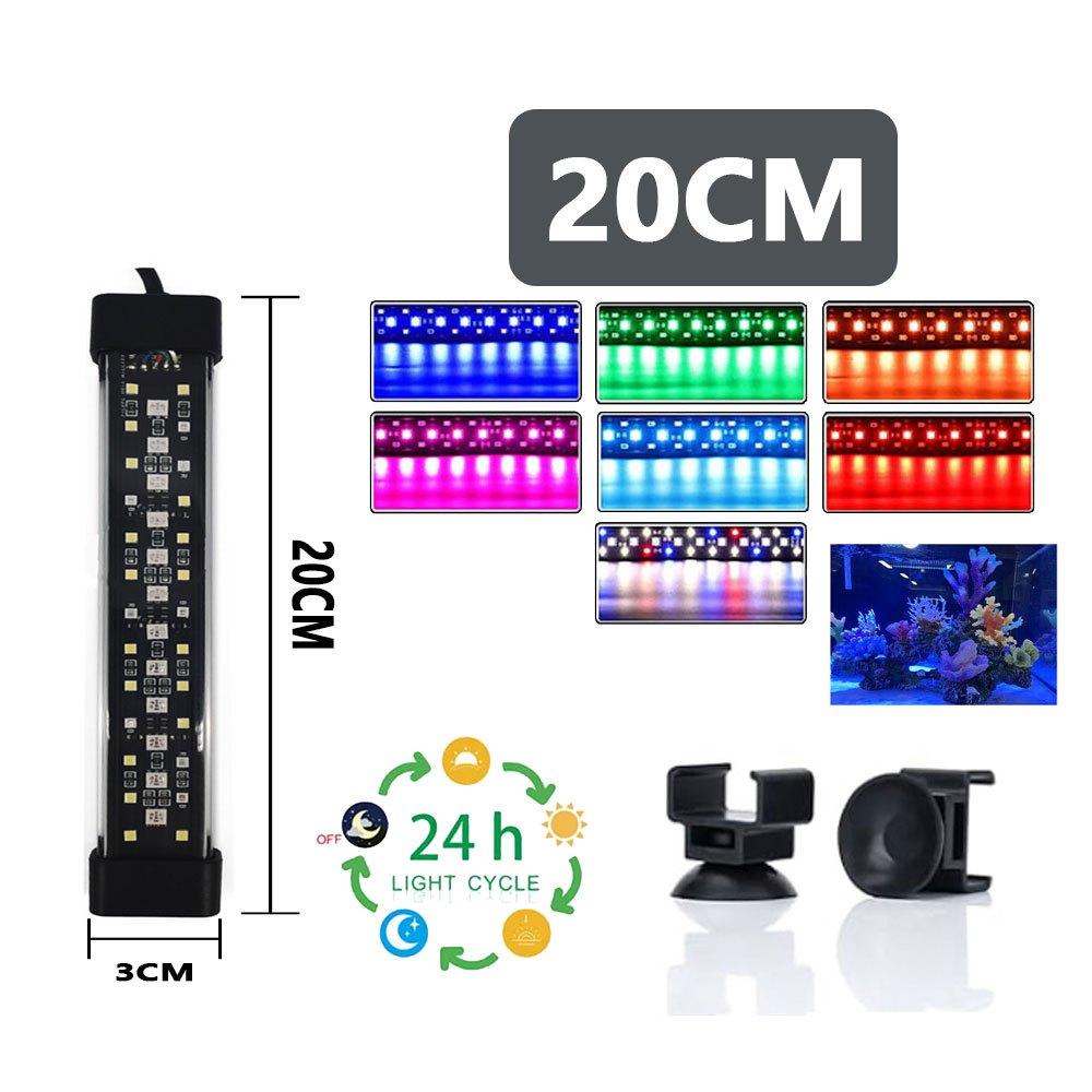 TEMU Full Rgb Aquarium Led Light With 7-color (/////) 3-row Beads, Auto Timer & Dimmer, Plug-in Fish Tank Light For Fresh/saltwater Aquariums (no Battery Required)
