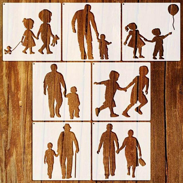 TEMU 7pcs Family Template Set, Washable And Reusable Art Stencils, Suitable For Scrapbooking, Signage, Shirt Canvas, Wall, Furniture, And Floor Decoration