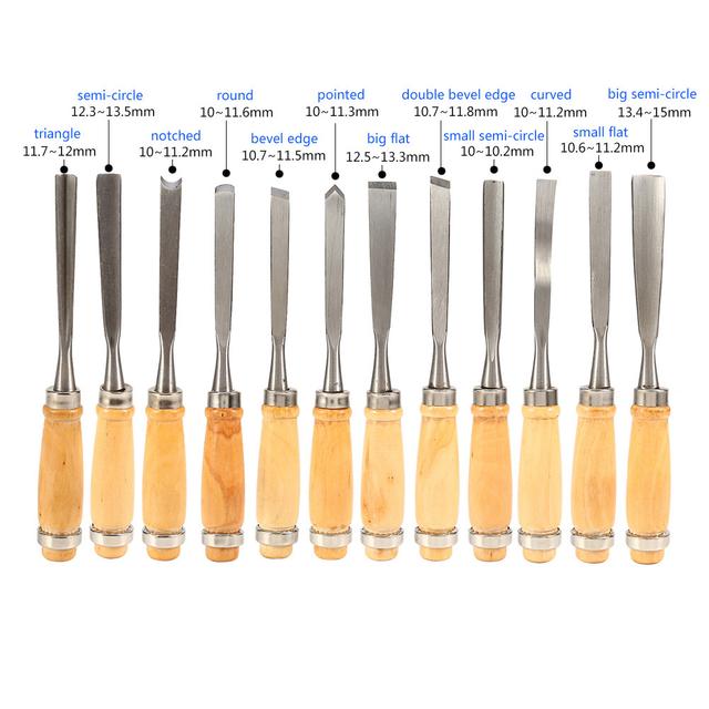 TEMU 12pcs Set Handcrafted Wood Carving Chisel Tools For Professional Woodworking Precision Carving And Detailing Ideal For Artists And