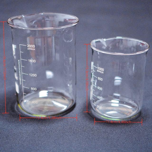 TEMU 2pcs Set Of 1000ml/33.81oz + 500ml/16.9oz High-capacity Beakers, Durable Gg-17 Material, Heat-resistant For Laboratory Use In Industrial, Scientific, Education & Kitchen Measurement
