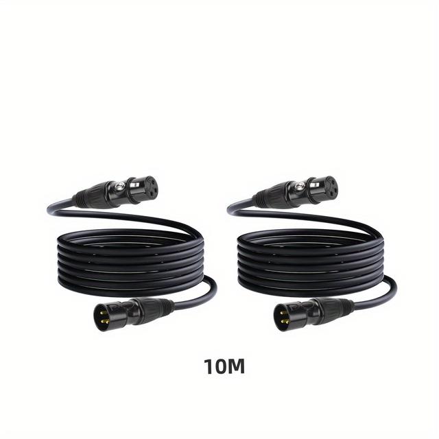 TEMU 2 Pack Professional Xlr Cable Noiseless, Xlr Microphone Cable With All-copper Conductors, Male-to-female Microphone Cable For Studio Monitors, Mixers, Dmx, Black Christmas Gift