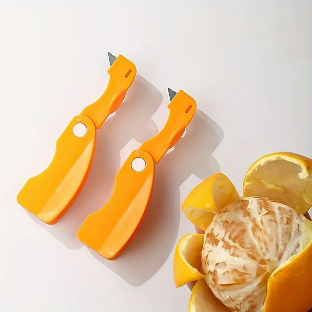 TEMU 2, Orange Peeler, Plastic Orange Peeler, Simple , Grapefruit Peeler, Creative Cutter, Orange Peeler Tool With Folding Handle, Fruit Peeler, Vegetable And Fruit Tool, Kitchen Tool