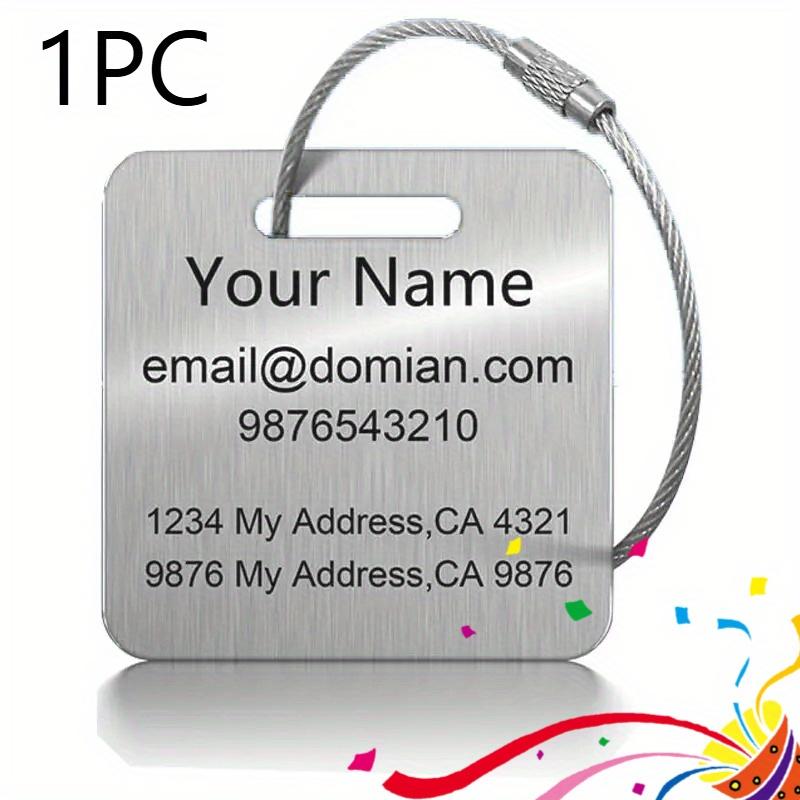 TEMU 1 de equipaje personalizada para maletas y mochilas - Etiquetas de de bolsa de viaje personalizadas de metal de acero inoxidable para mujeres, equipaje, bolsas, avión, golf - de viaje (2"X2")