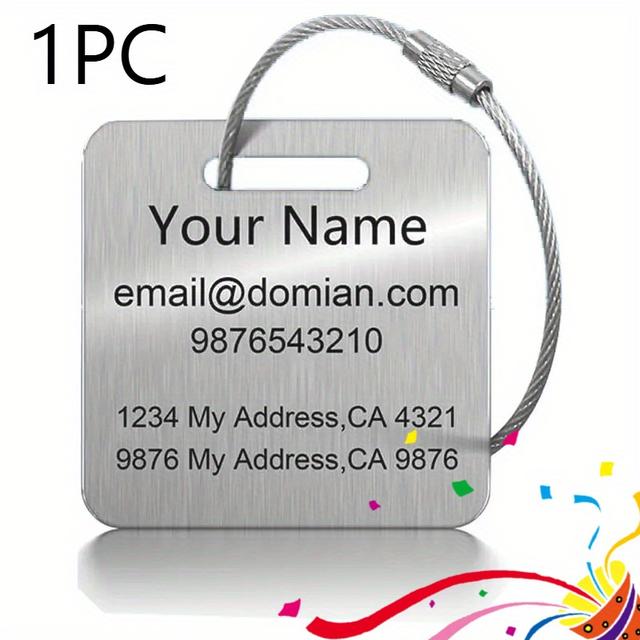 TEMU 1 de equipaje personalizada para maletas y mochilas - Etiquetas de de bolsa de viaje personalizadas de metal de acero inoxidable para mujeres, equipaje, bolsas, avión, golf - de viaje (2"X2")