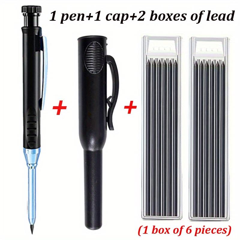 TEMU 4 Sets Of 2.8mm Deep Hole Woodworking Pencils With Pen Caps And Built-in Pencil Sharpener 2b Lead, Used For Marking Woodworking Lines With Deep Hole Mechanical Pencils (1 Pen+1 Pen 2 Box Lead)
