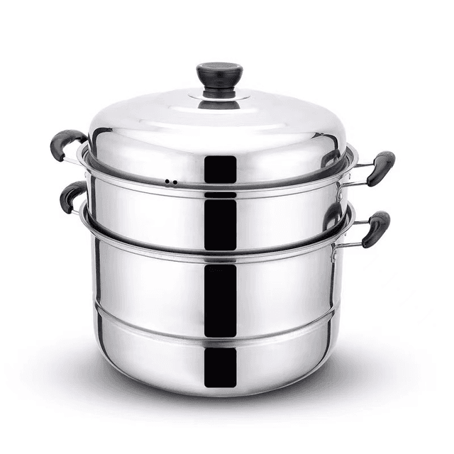 TEMU 3-tier Stainless Steel Steamer Pot Set - 28cm Steamer For Gas/induction, Commercial-grade Steam Cooker With Lid, Dishwasher Safe